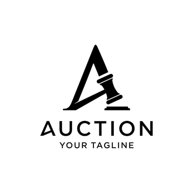 Auction logo initial letter design template inspiration
