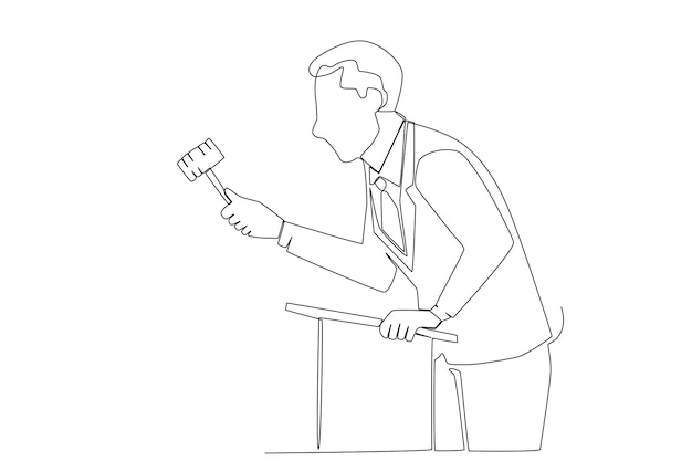 An auctioneer trying to sell in auction line art