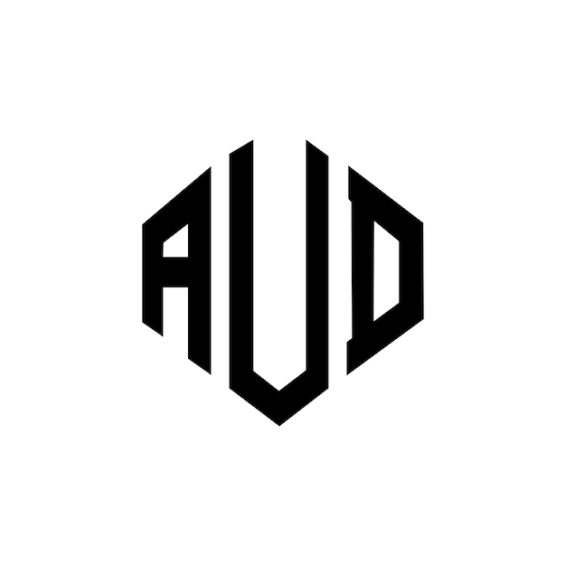 Vettore aud lettera logo design con forma di poligono aud poligono e forma di cubo logo design aud esagono vettoriale modello di logo colori bianco e nero aud monogramma business e logo immobiliare