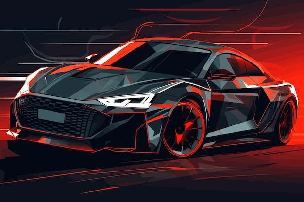 アウディ eTron GT スポーツカー ベクトル イラスト 自動車 レースカー 現代のスポーツカー 高級車のスピード レース