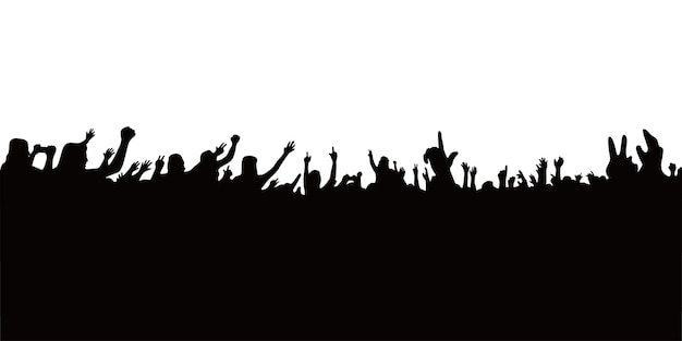 Audience in concert silhouette. people crowd in festival icon, sign and symbol.