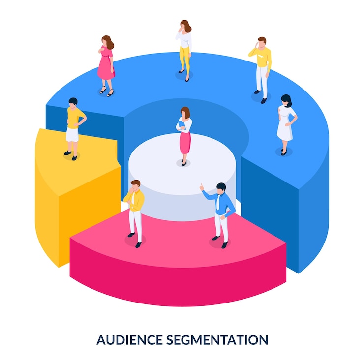 Vector audience segmentation.  dividing target audience . vector illustration