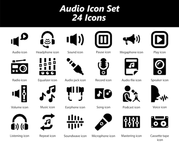 Audio Black Icon Set