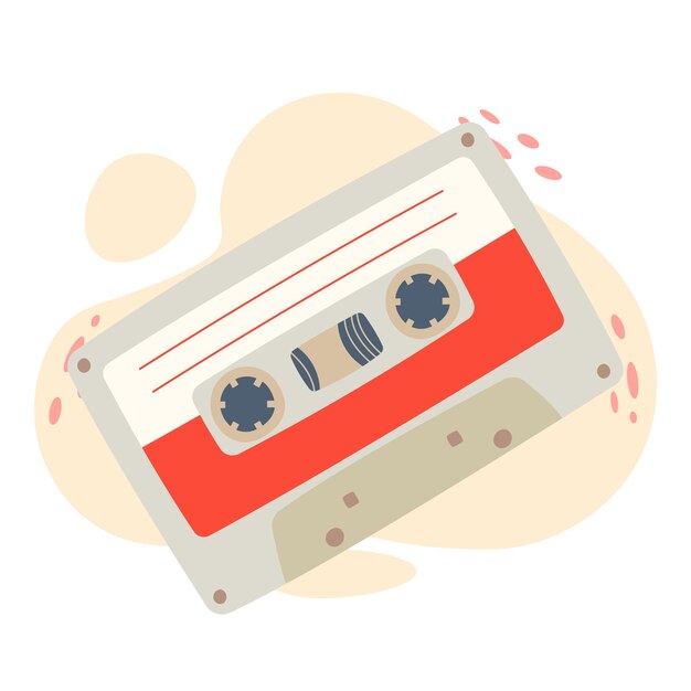 Audio cassette tape love songs isolated on a white background Trendy 80s 90s vector illustration