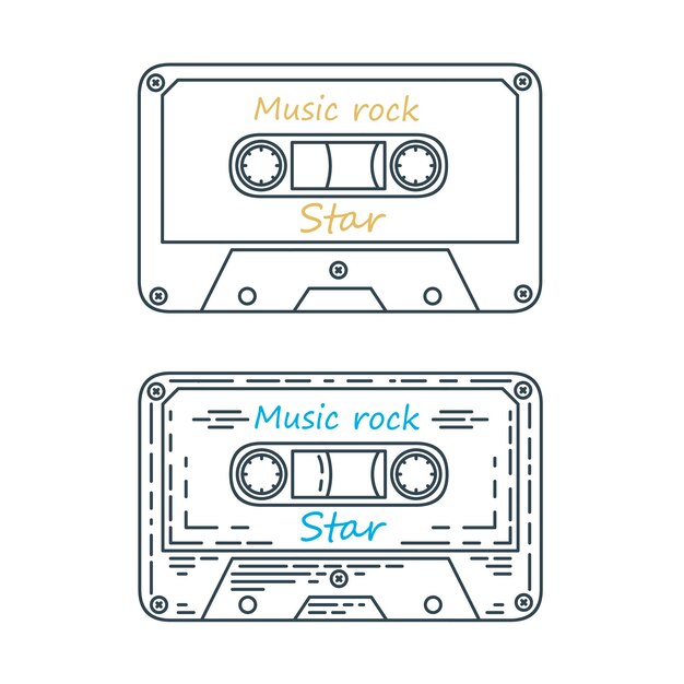 Vector audio cassette tape .retro music.