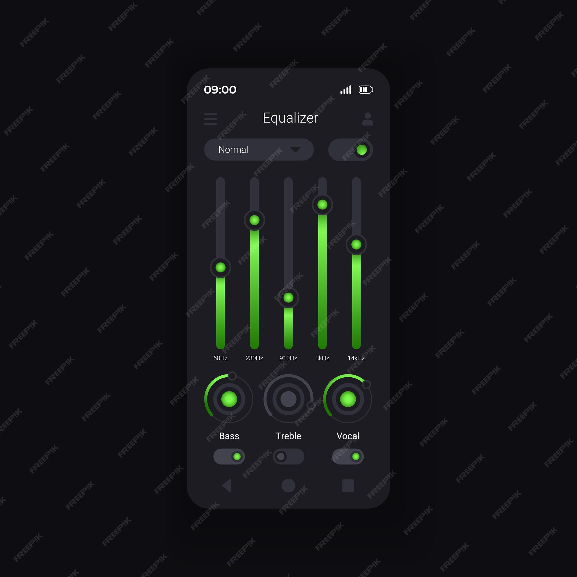 Premium Vector Audio equalization smartphone interface vector