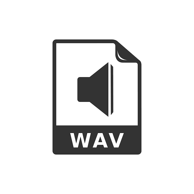 Audio file format icon in black and white