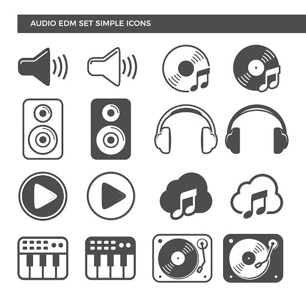 Vector audio icons set