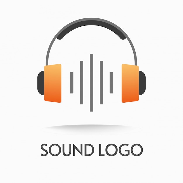 Logo audio podcast o musica con onde radio e logotipo audio