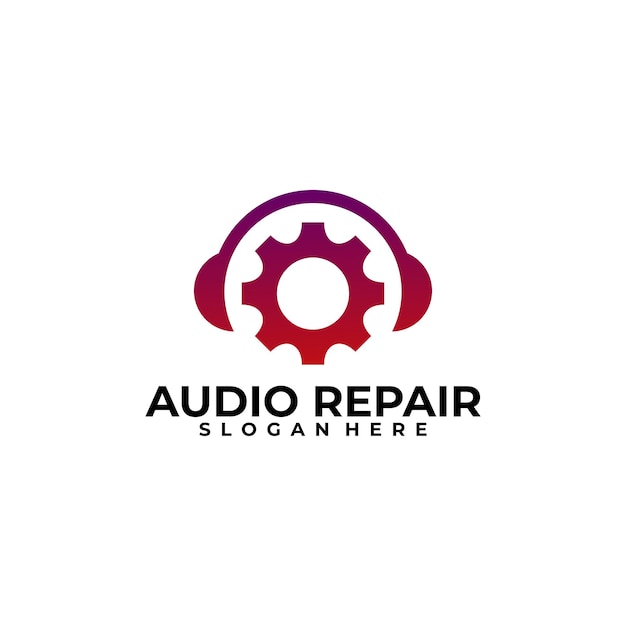 Modello di disegno vettoriale del logo di riparazione audio