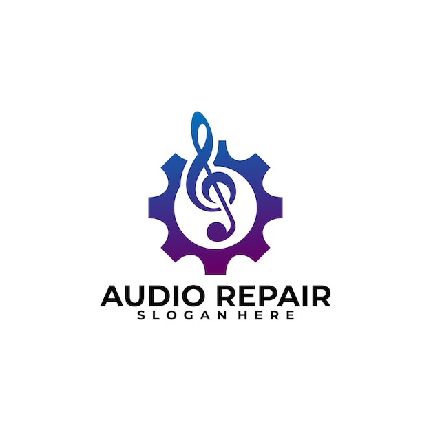 Audio reparatie logo vector ontwerpsjabloon
