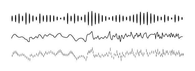 Set di suoni audio icona dell'onda musicale isolata su sfondo biancofrequenza del segnale radio e visualizzazione della voce digitale