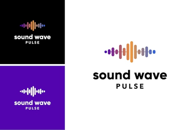 audio sound wave logo design with equalizer vibrant vector template