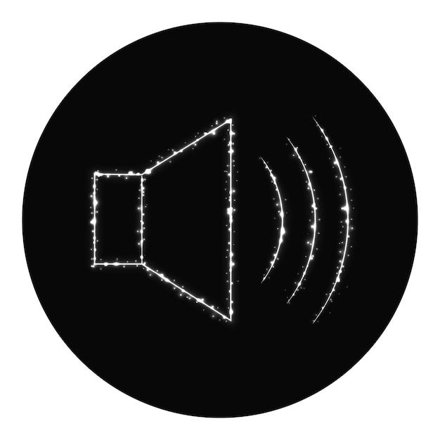 Vector audio speaker volume icon of gray lights on black background