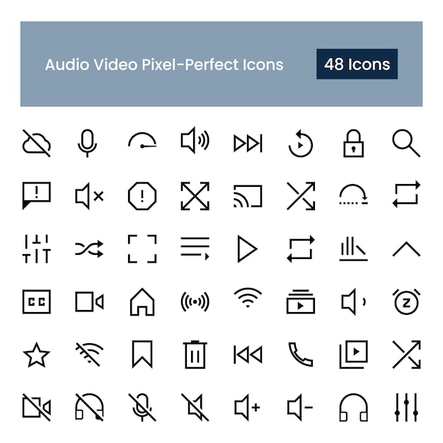 audio video glyph pictogrammen ingesteld