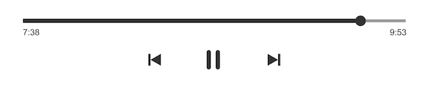 Audio or video player progress loading bar with time slider pause rewind and fast forward buttons
