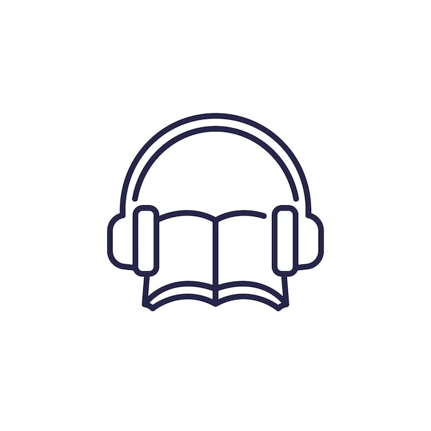 Audiobook line icon on white