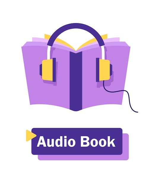 Audiobooks and online learning concept represented by book and headphone icon