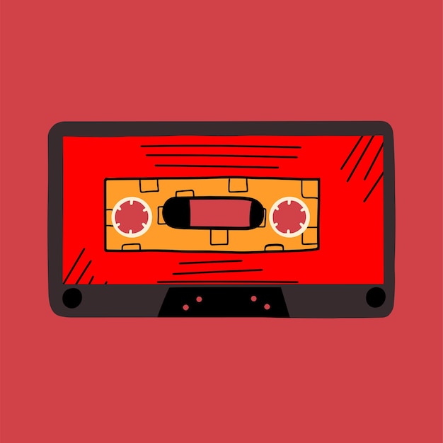 Audiocassette retro design Element in de stijl van de jaren 90, 1980 Vectorillustratie in vlakke stijl