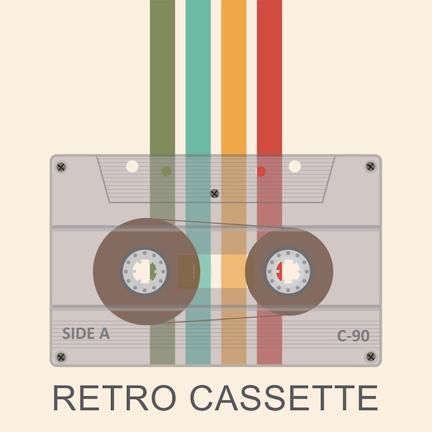 Audiocassette transparant met retro kleuren