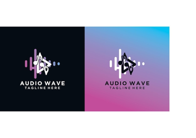 Audiogolf met lijnkunststijl en modern concept moderne gradiëntmuziek Premium Vector