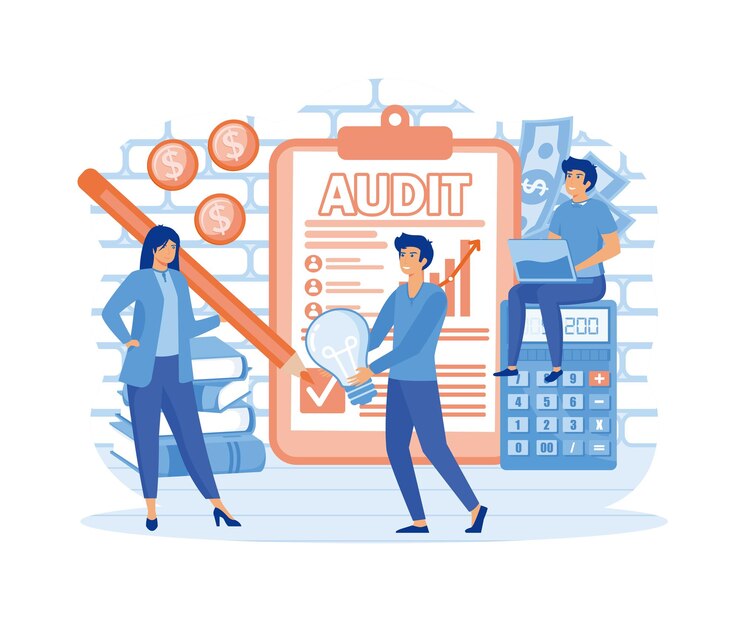 Vector audit concept business operation research and analysis professional financial managementflat vector modern illustration