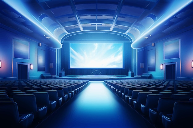 Vector auditorium cinema room scene 3d illustration