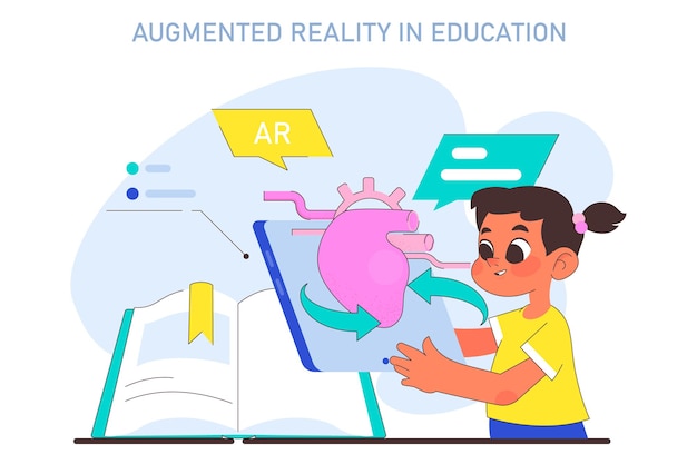 Augmented or extended reality in children education little school