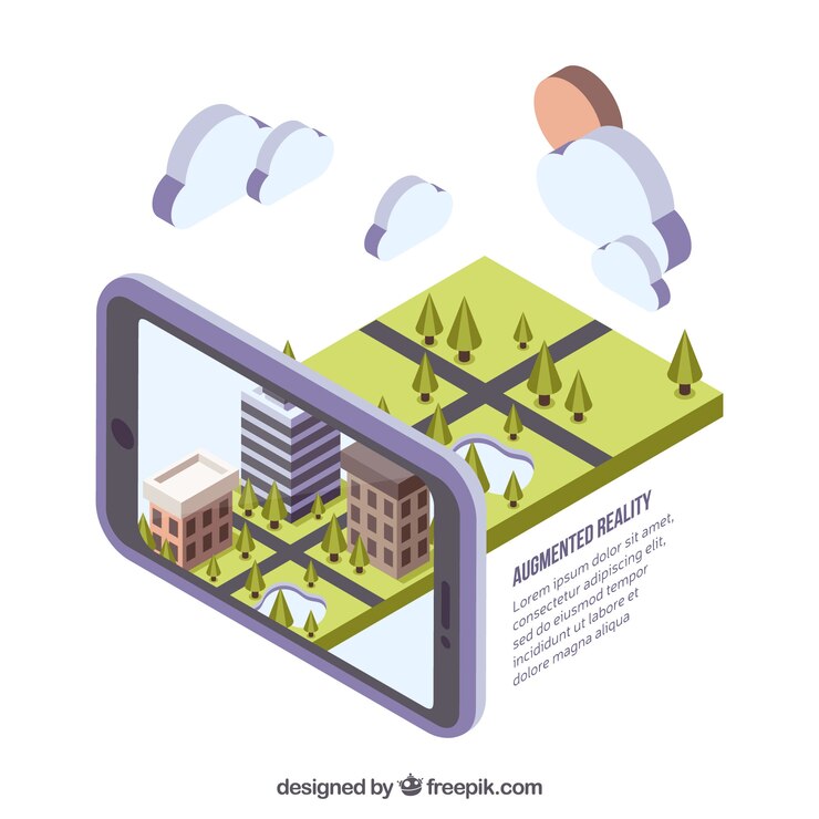 Vector augmented reality background in isometric style