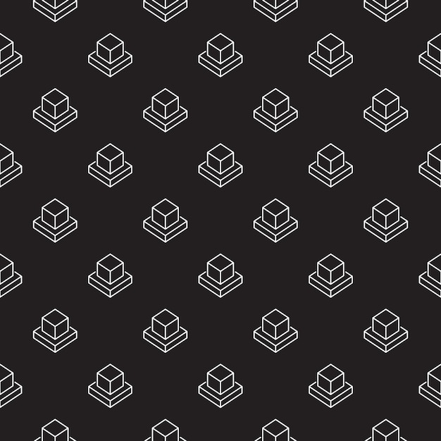 Augmented Reality Cube vector dark seamless pattern