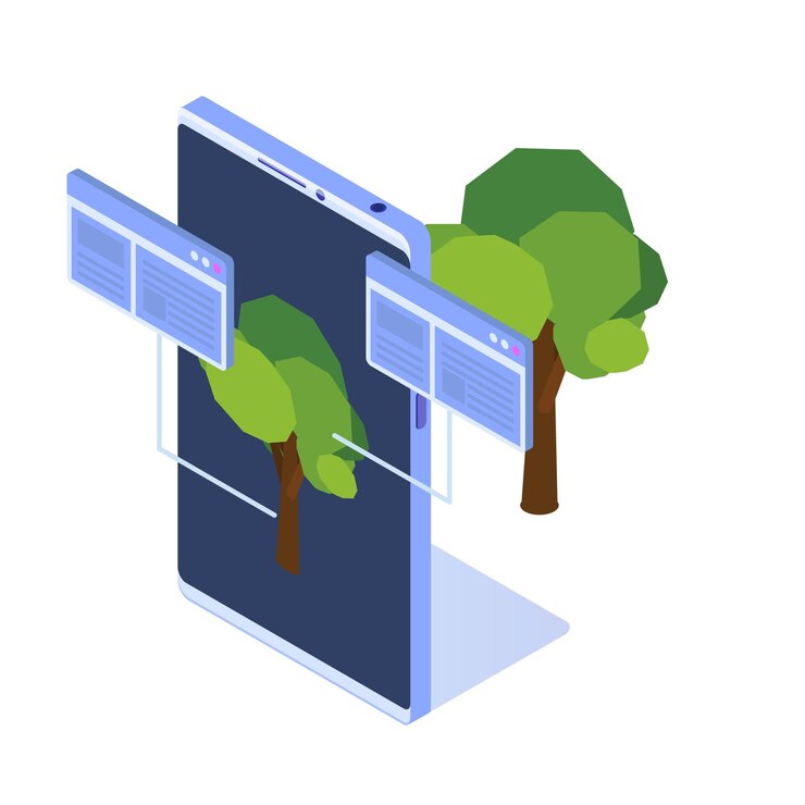 Vector augmented reality mobile application concept. vector illustration