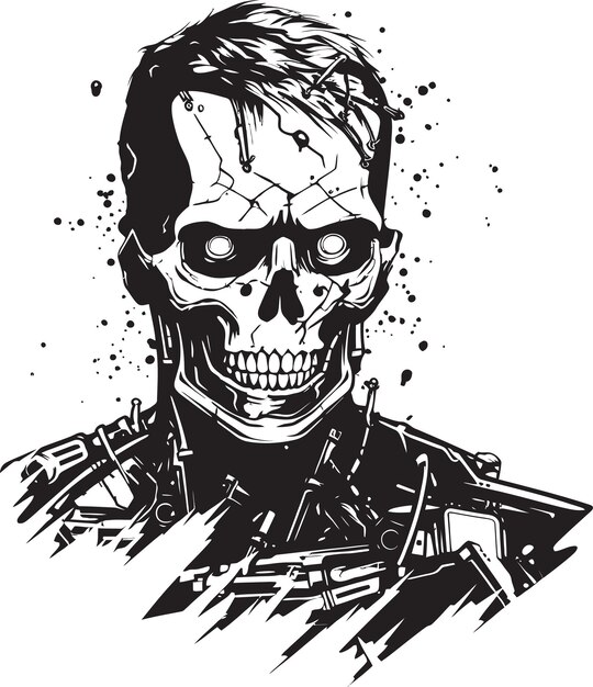 Vector augmented zombie tech vector design zombie cyborg upgrade vector icon