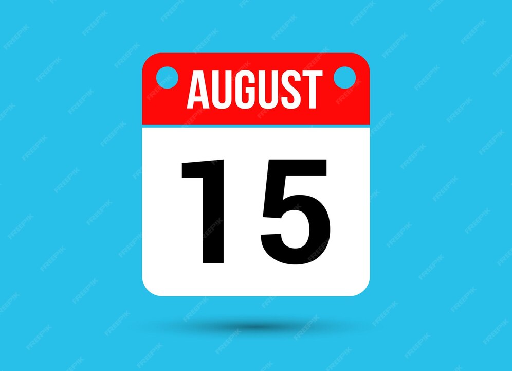 Premium Vector August 15 calendar date flat icon day 15 vector