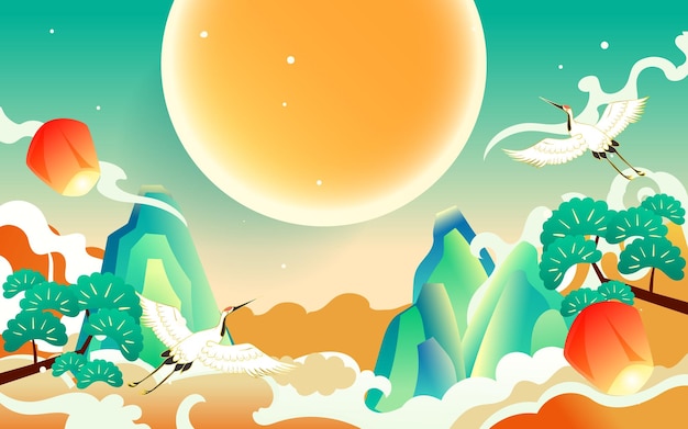 august 15th mid-autumn festival, rabbit is looking at the moon, ancient chinese mythology and legend