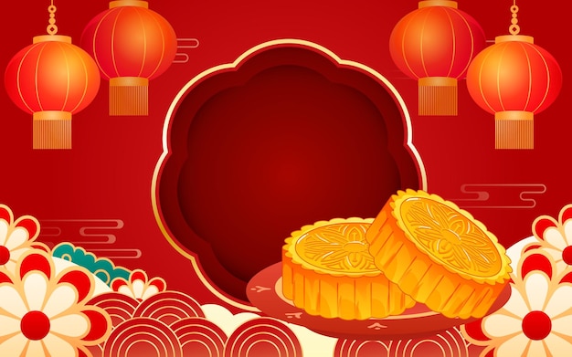 August 15th mid-autumn festival, traditional chinese festival with moon and lanterns