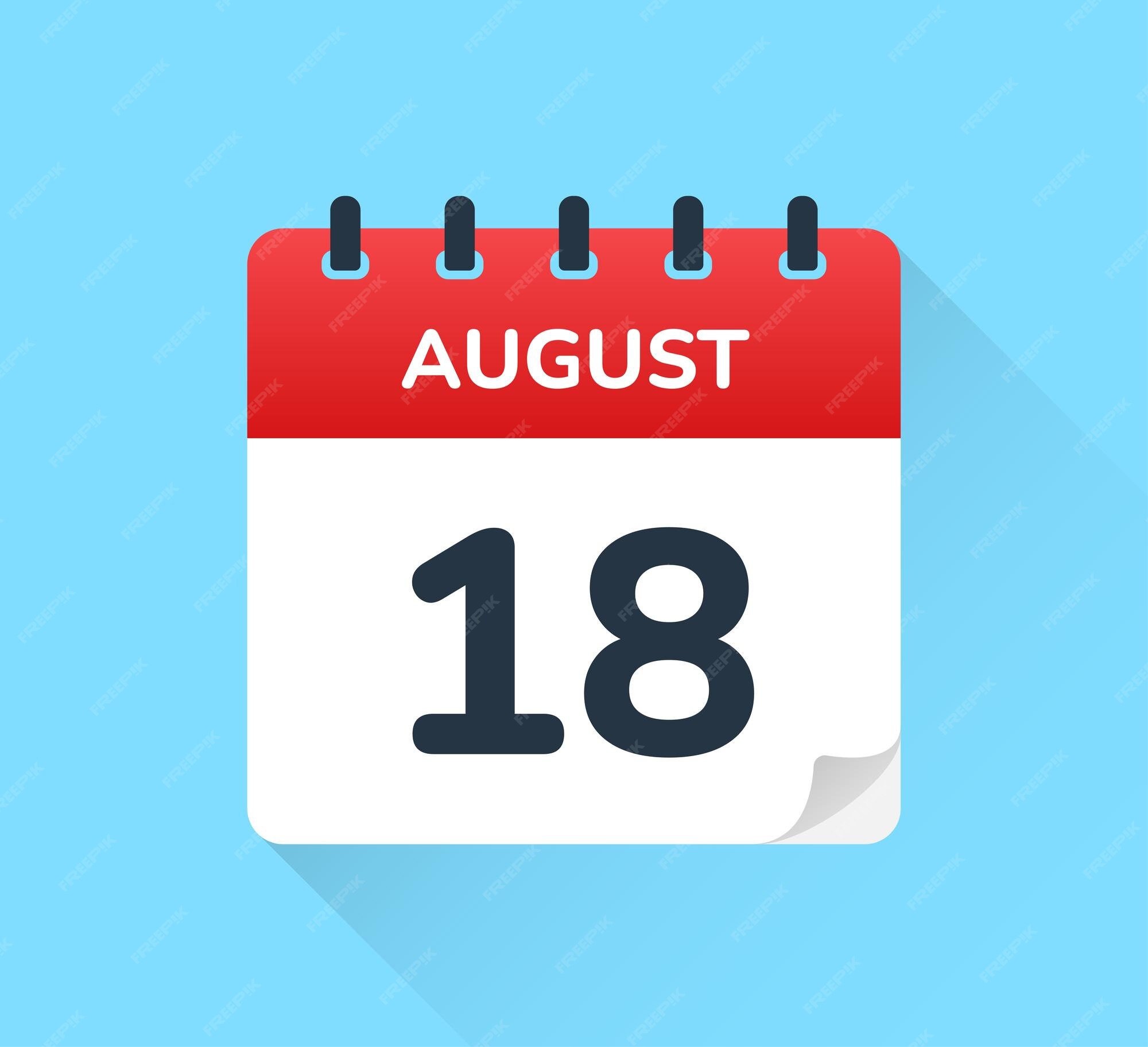 Premium Vector August 18 date on flat design vector calendar Premium Vector August 18 date on flat design vector calendar
