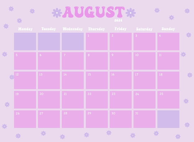 Vector august 2024 calendar