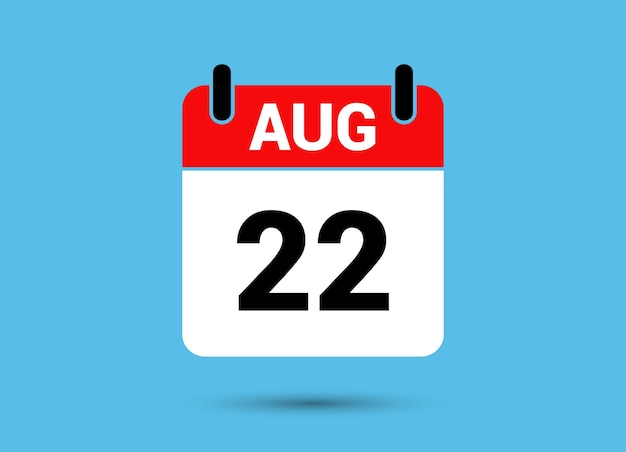 Premium Vector | August 22 Calendar Date Flat Icon Day 22 Vector Illustration