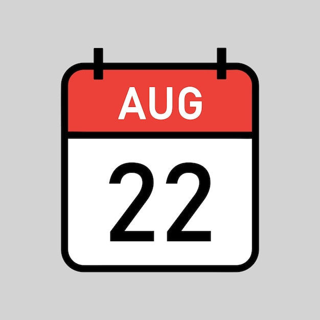 Premium Vector | August 22 red and white color calendar page with ...