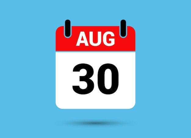 Premium Vector August 30 calendar date flat icon day 30 vector Premium Vector August 30 calendar date flat icon day 30 vector
