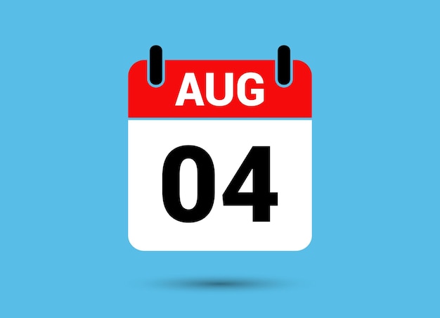 August 4 Calendar Date Flat Icon Day 4 Vector Illustration