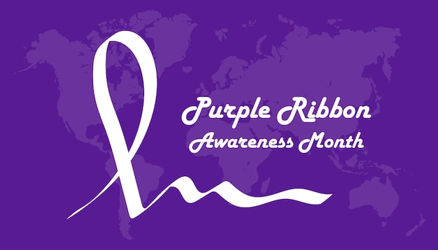 August is purple ribbon awareness monthbanner holiday poster card and background design