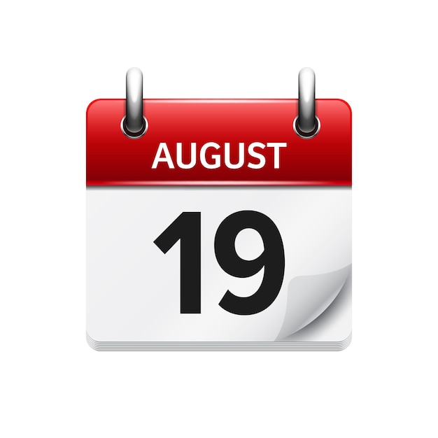 Vettore agosto vettore piatto icona di calendario giornaliera data e ora giorno mese vacanza
