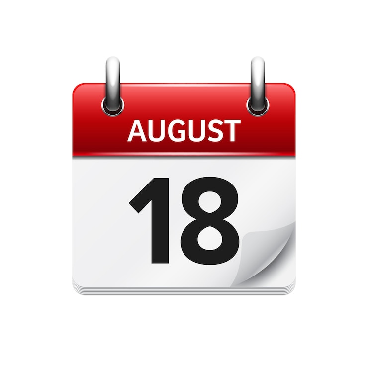 August vector flat daily calendar icon date and time day month holiday