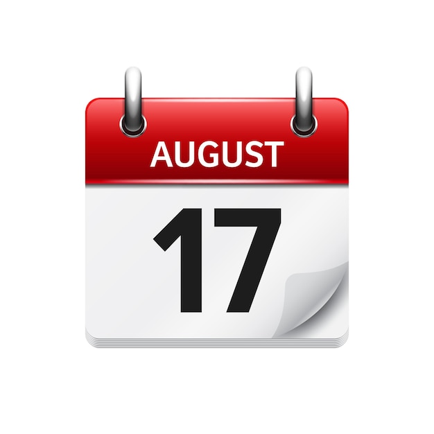 Vettore vettore piatto di agosto icona di calendario giornaliero data e ora giorno mese vacanza