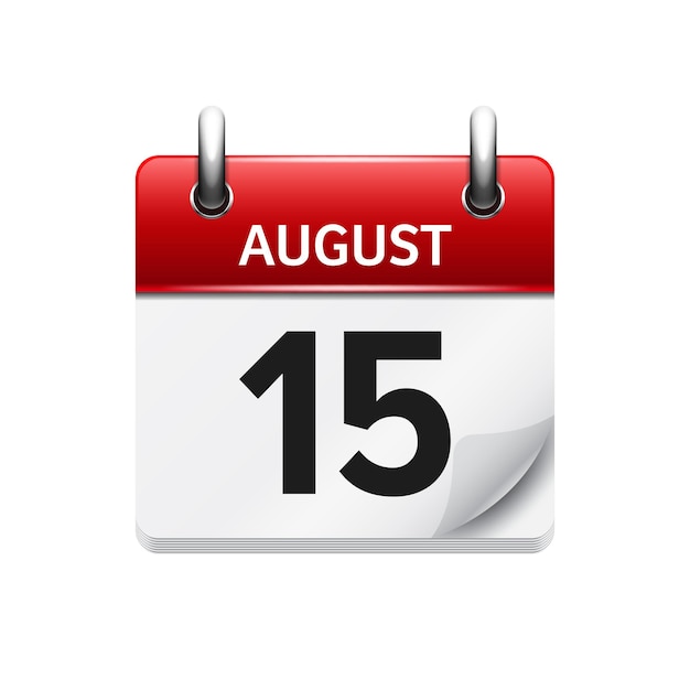 Vector august vector flat daily calendar icon date and time day month holiday