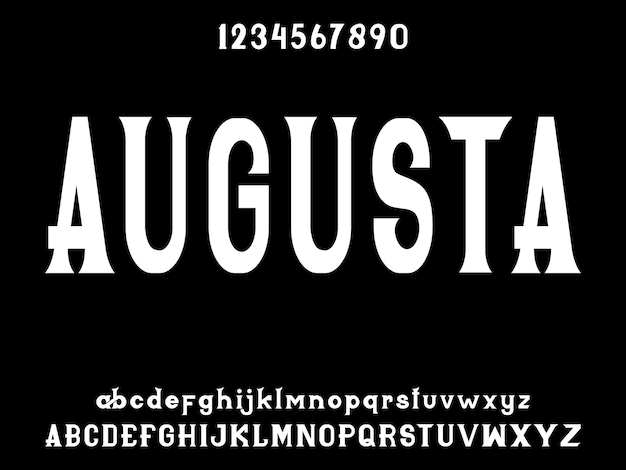 Augusta moderno condensato elegante e stencil sans serif visualizza il vettore dei caratteri