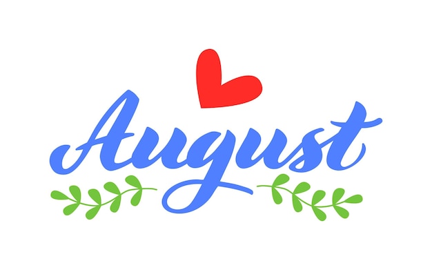 Vector augustus hand getrokken belettering maand naam augustus voor kalender maandelijks logo