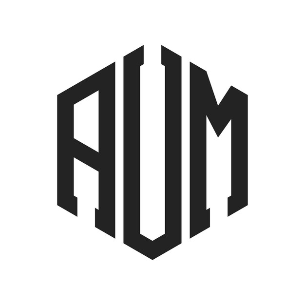 AUM Logo Design Initiële letter AUM Monogram Logo met behulp van zeshoekige vorm