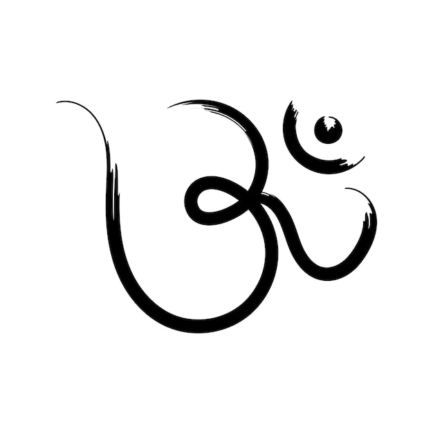 Vector aum om ohm hindu religious symbol black color on white background